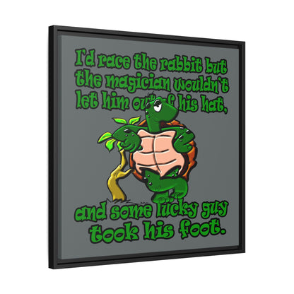 turtle race - framed canvas art (dark grey)