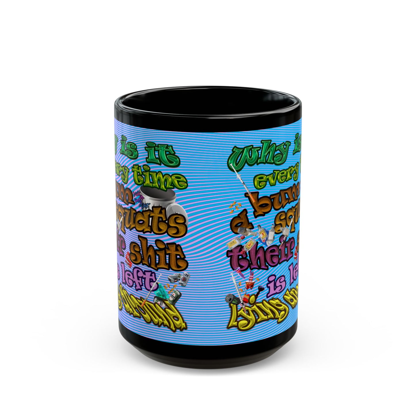 the bum's shit - Black Mug (light blue-purple wave)