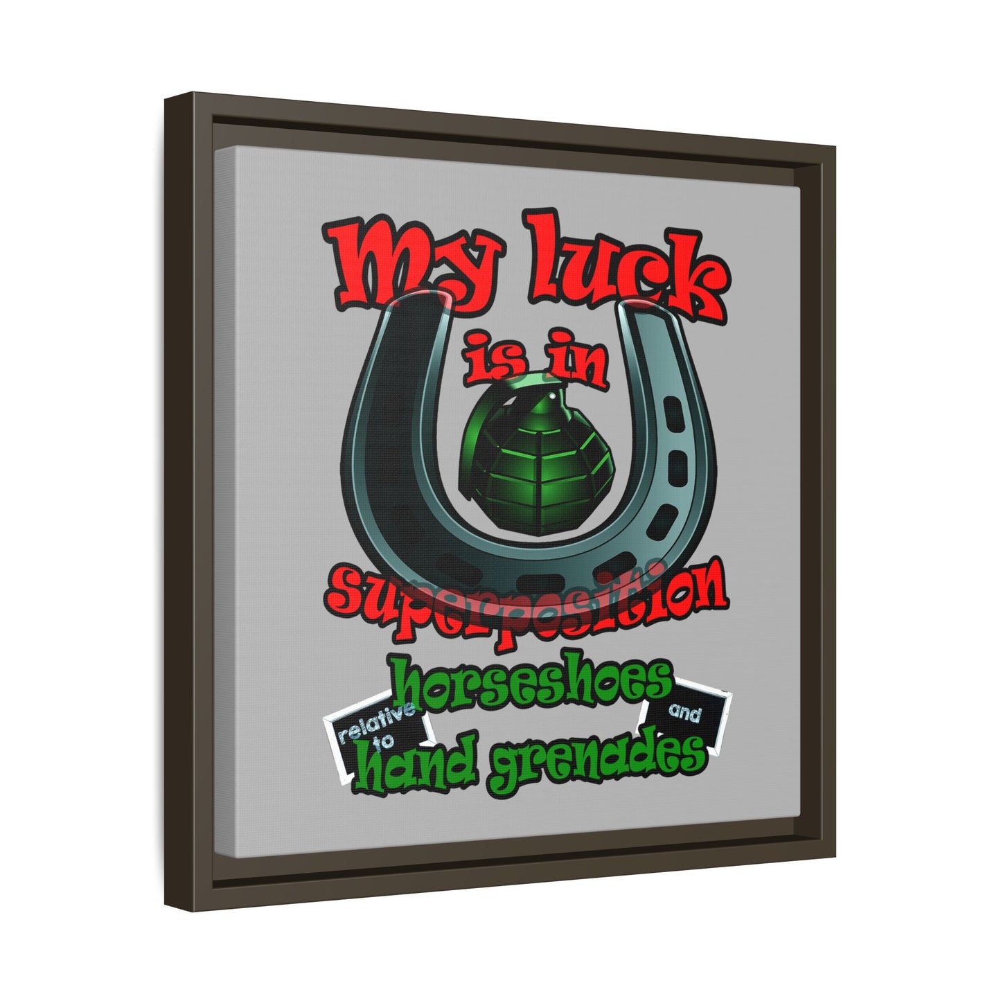 my luck - framed canvas art (light grey)