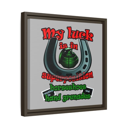 my luck - framed canvas art (light grey)