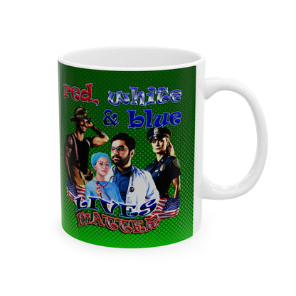 rw&b lives matter - White Mug (logo green)
