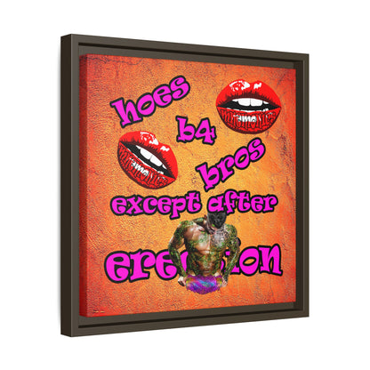 hoes b4 bros - framed canvas art (burnt orange)