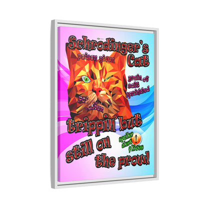 schrodinger's cat - framed canvas art (light blue-pink wave)