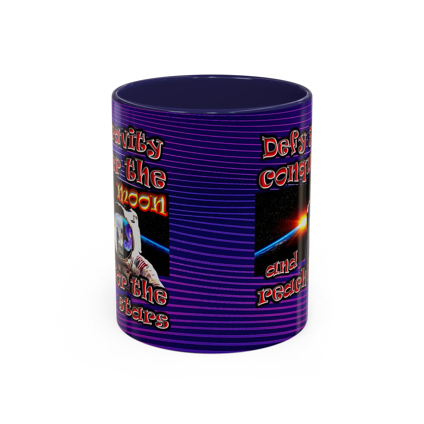 defy conquer reach - Accent Mug (purple wave)