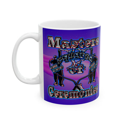 em cee squared - White Mug (purple-pink wave)