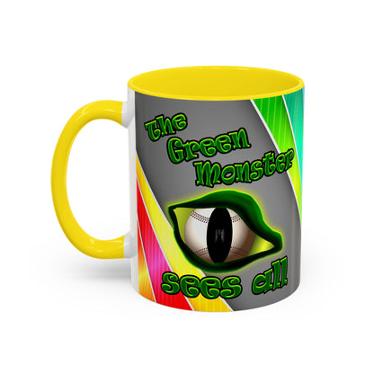 green monster - Accent Mug (rainbow split)