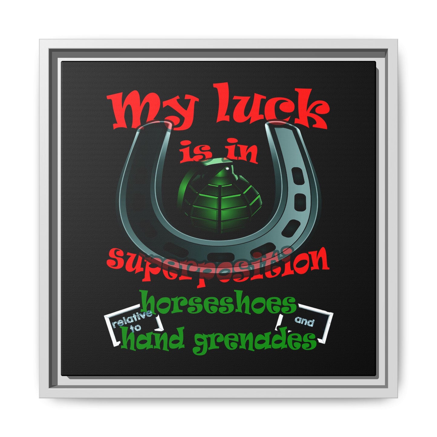 my luck - framed canvas art (black)