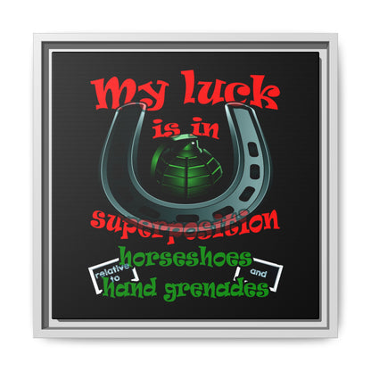 my luck - framed canvas art (black)