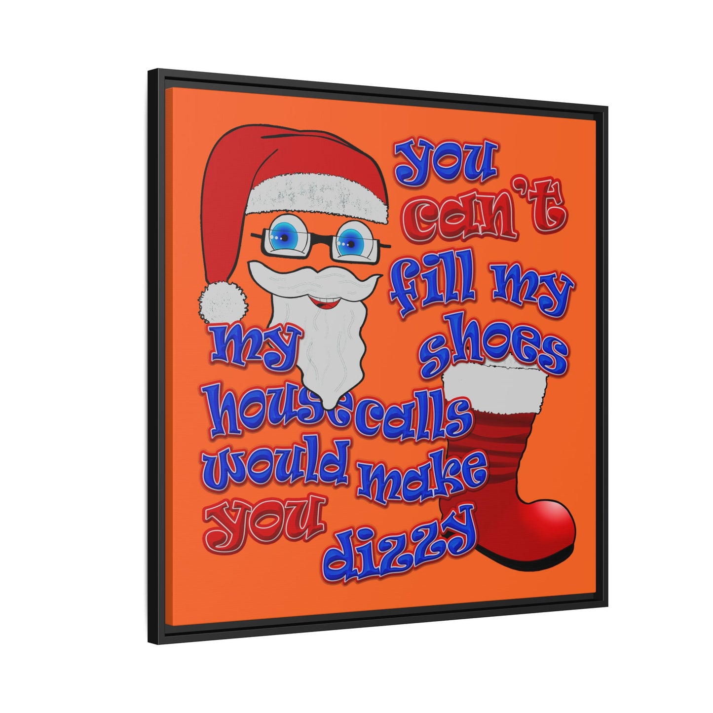 santa's shoes - framed canvas art (orange)