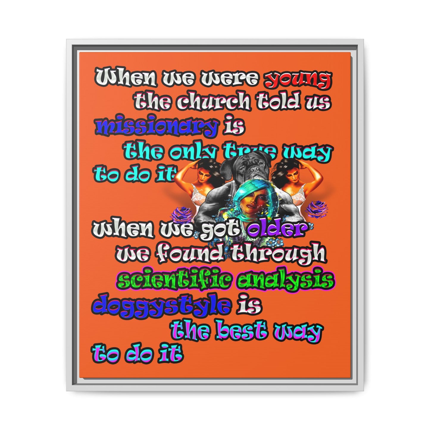 doggystyle - framed canvas art (orange)