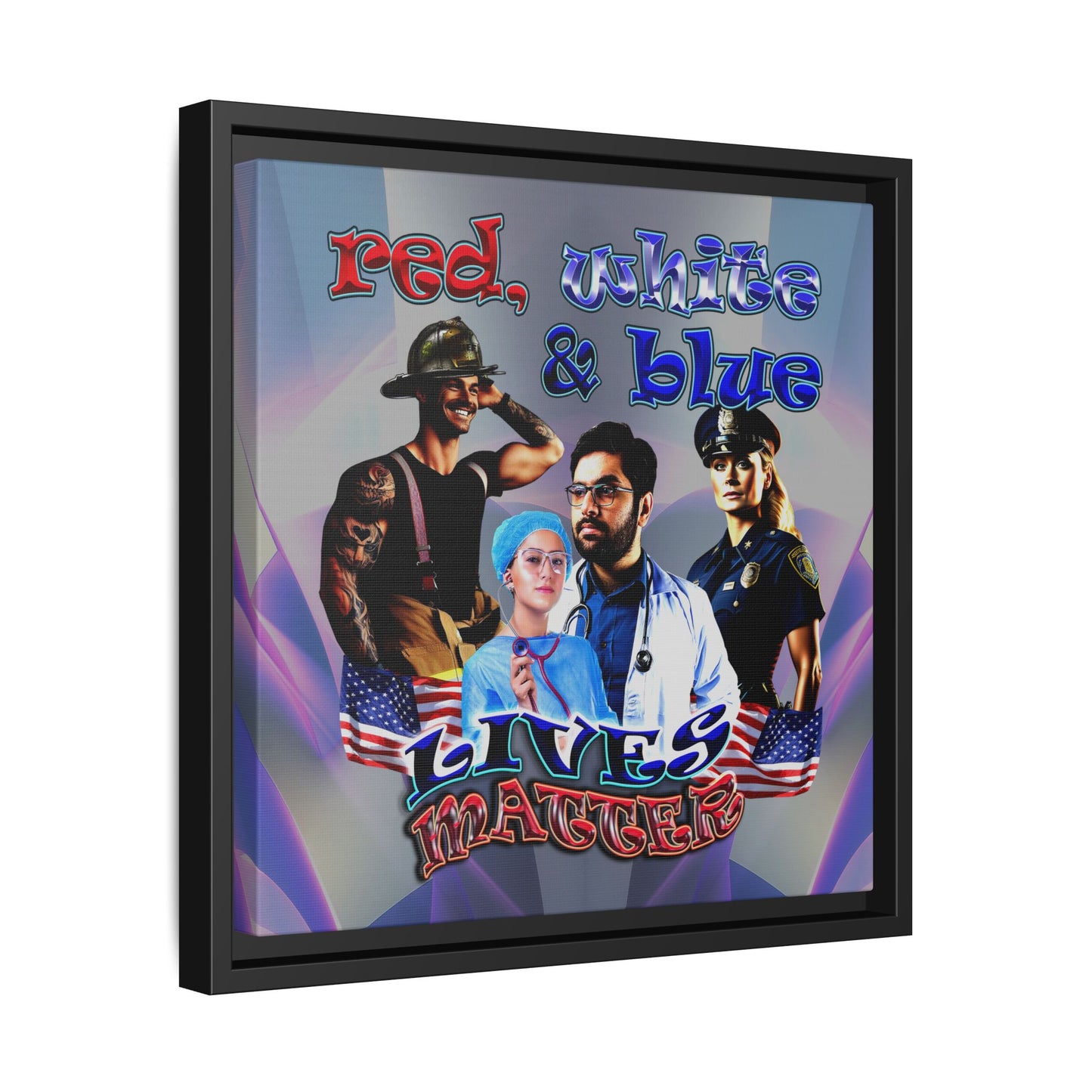 rw&b lives matter - framed canvas art (grey-pink wave)