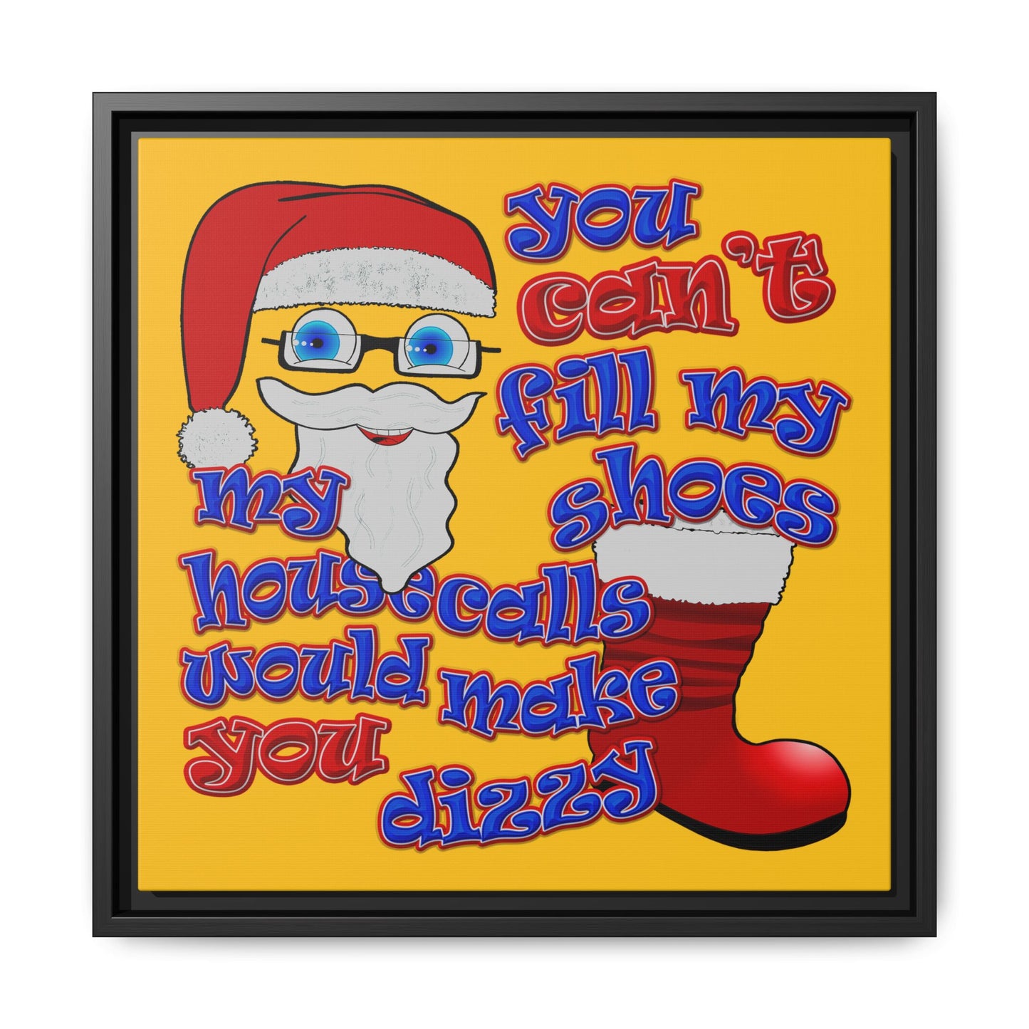 santa's shoes - framed canvas art (yellow)