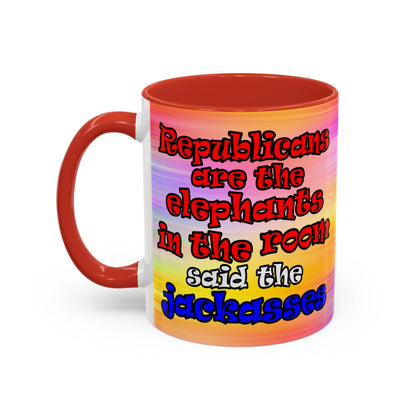 donkeys and elephants - Accent Mug (color blur)