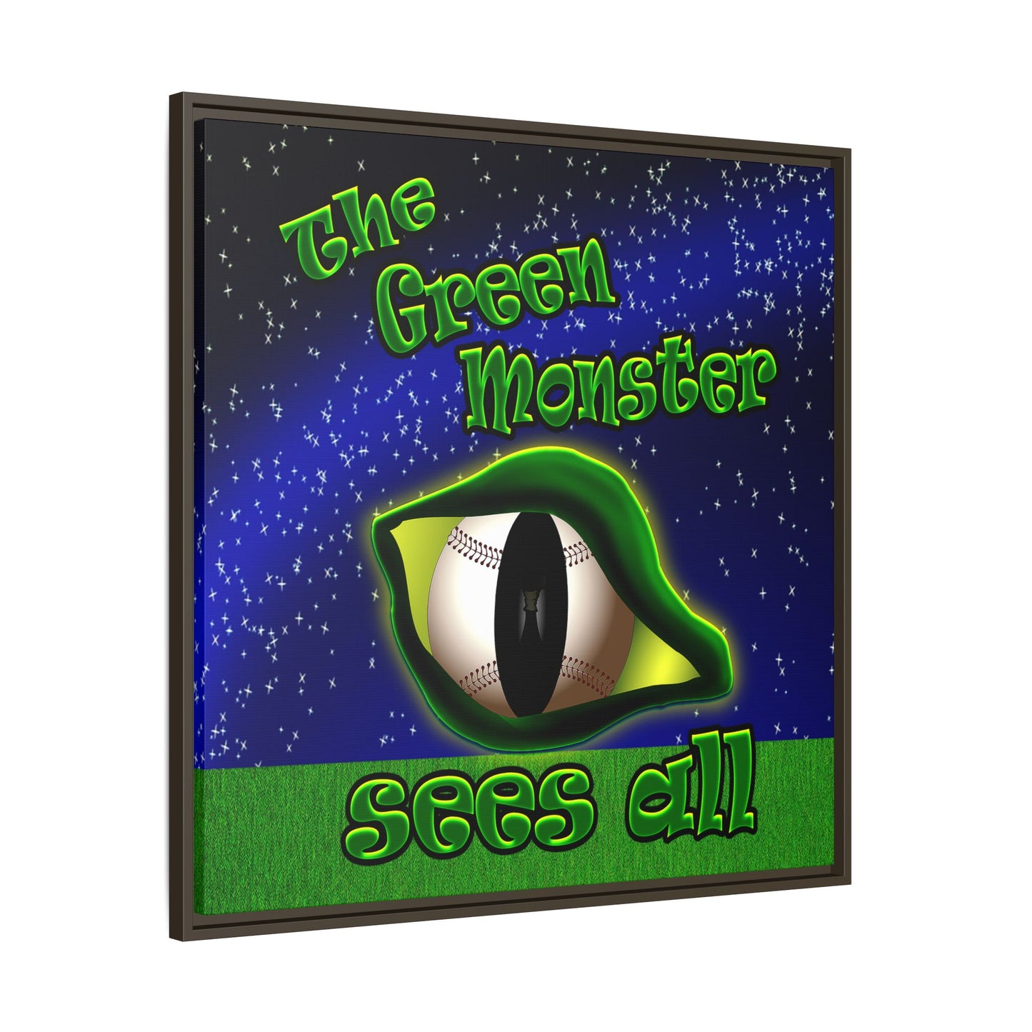 green monster - framed canvas art ('snoops' background)