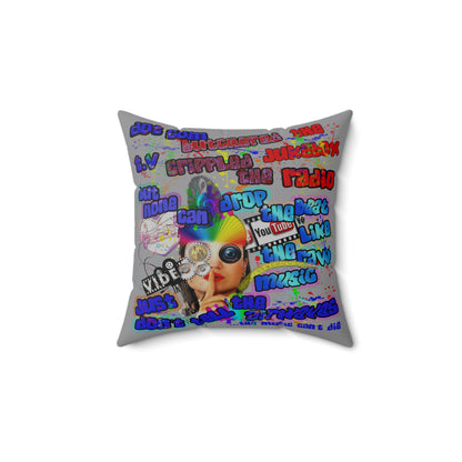 drop the beat - Spun Polyester Square Pillow - (grey)