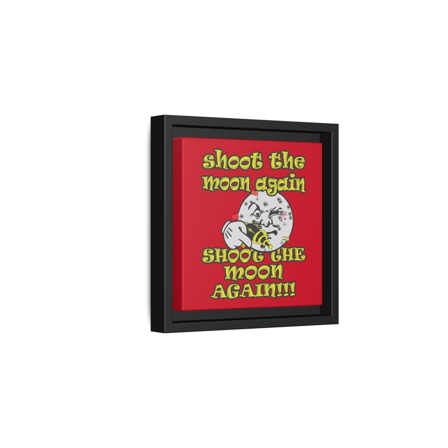 shoot the moon again - framed canvas art (dark red)