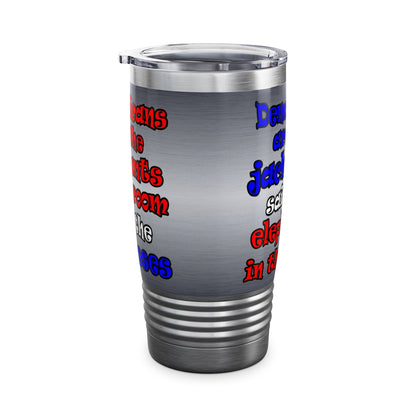 donkeys and elephants - Ringneck Tumbler, 20oz (brushed nickel)