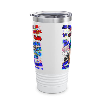 drop the beat - Ringneck Tumbler, 20oz (white)