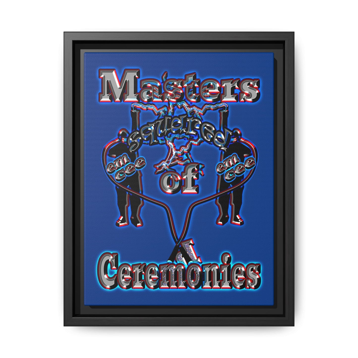 em cee squared - framed canvas art (dark blue)