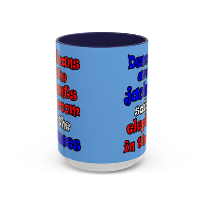 donkeys and elephants - Accent Mug (light blue)