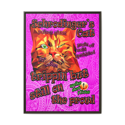 schrodinger's cat - framed canvas art (pink swirl)