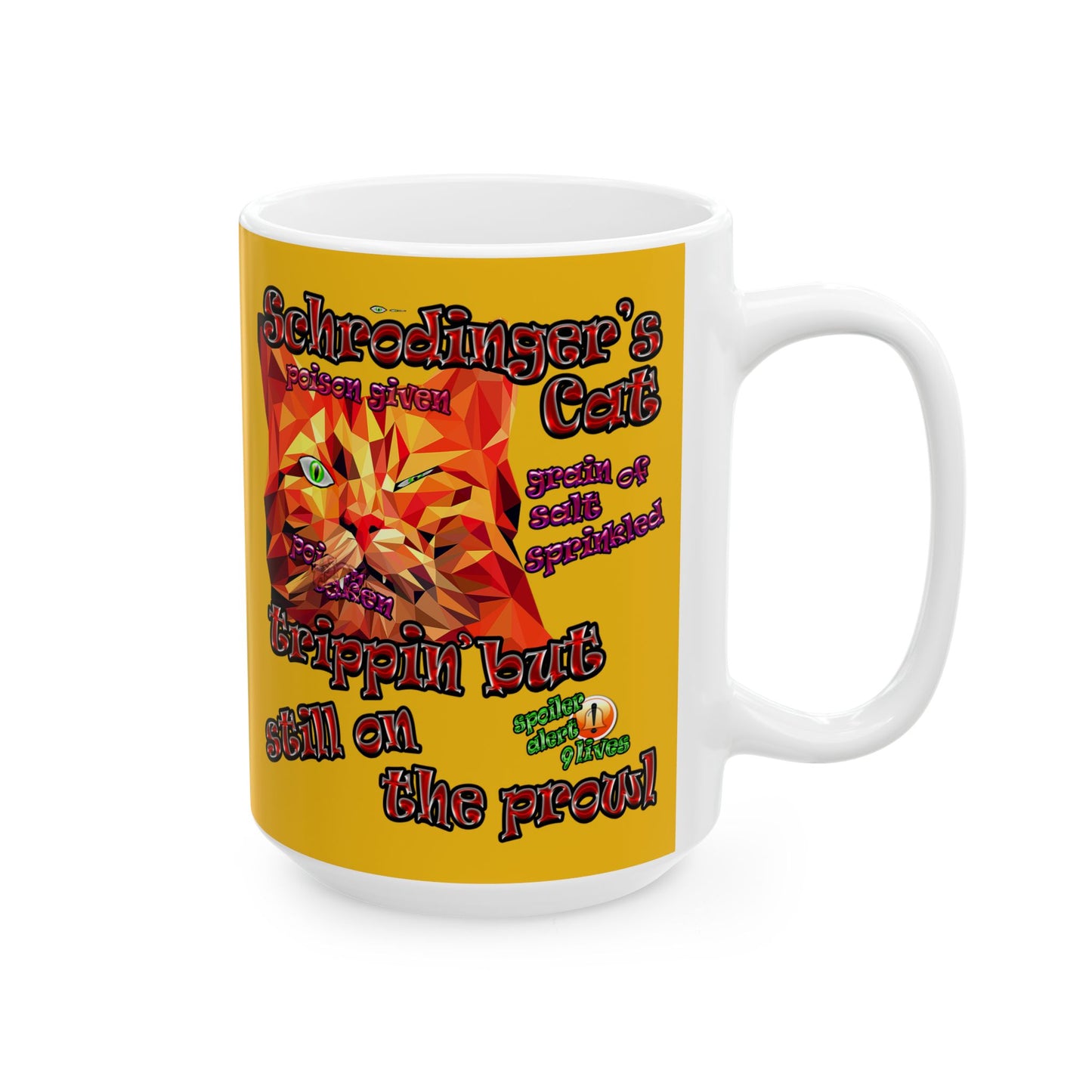 schrodinger's cat - White Mug (yellow)