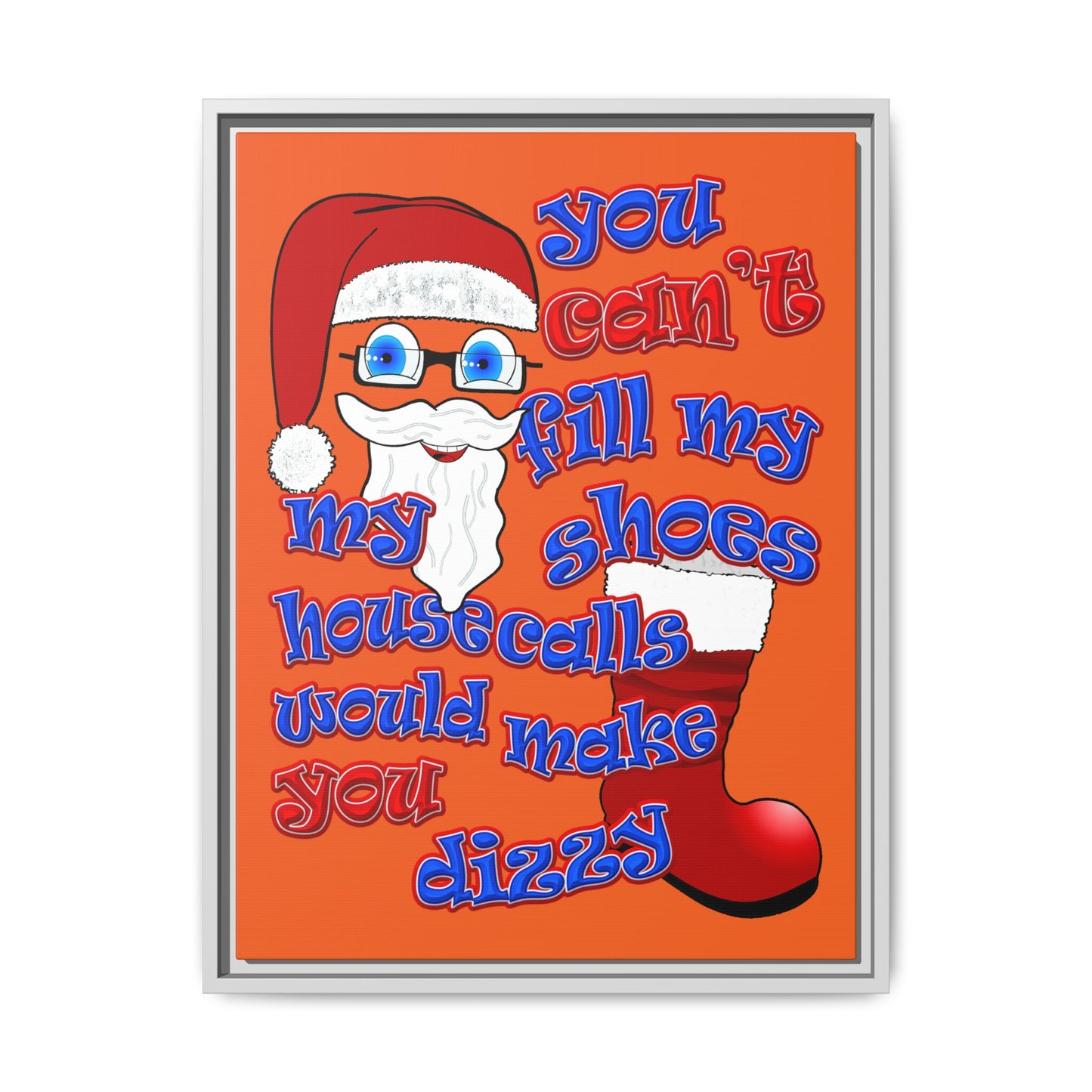 santa's shoes - framed canvas art (orange)