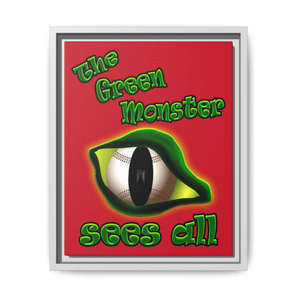 green monster - framed canvas art (dark red)