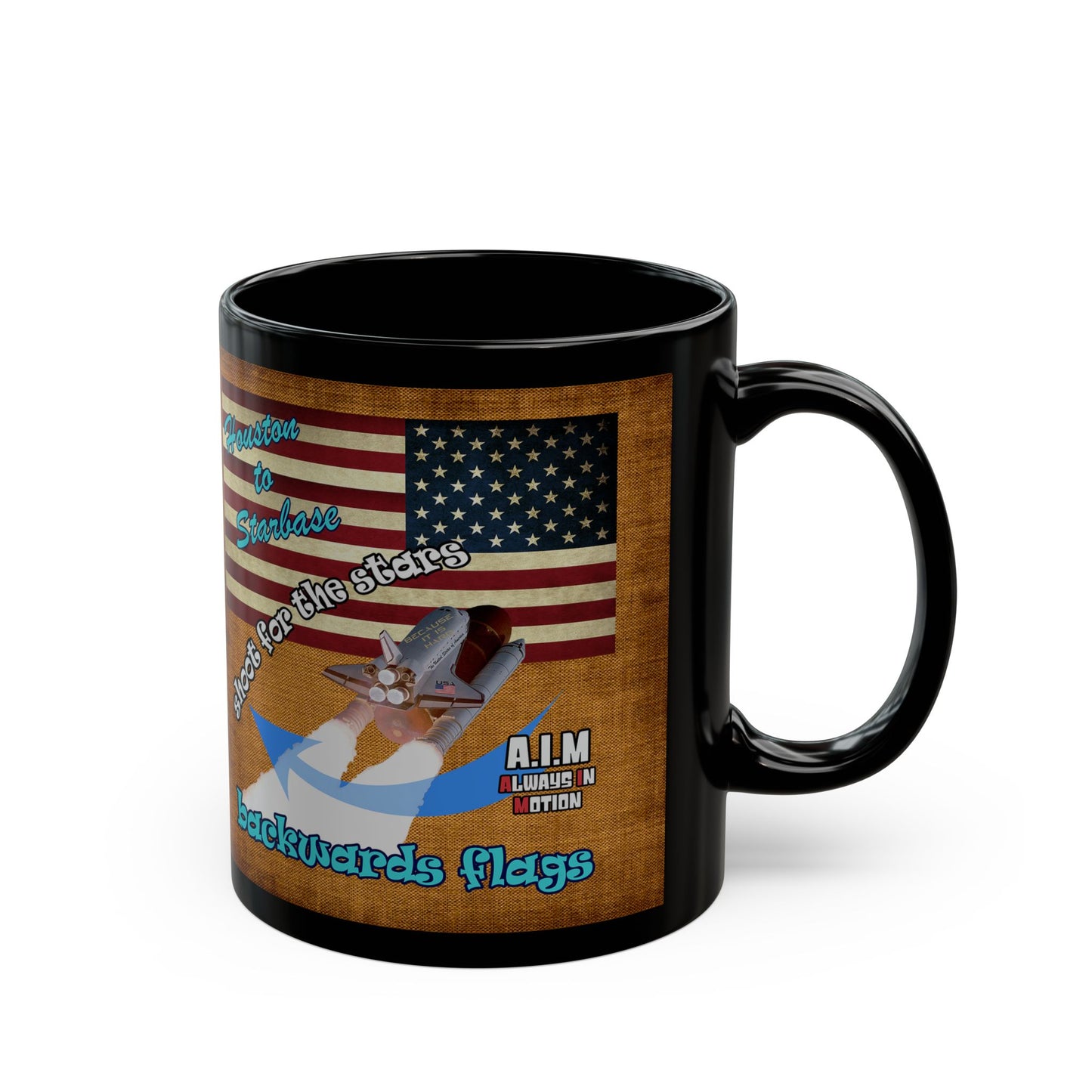 shoot for the stars - Black Mug (brown papyrus)