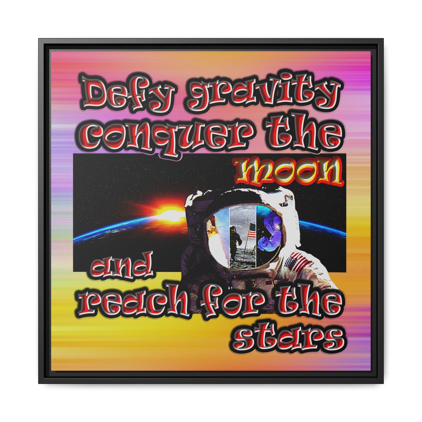 defy conquer reach - framed canvas art (color blur)