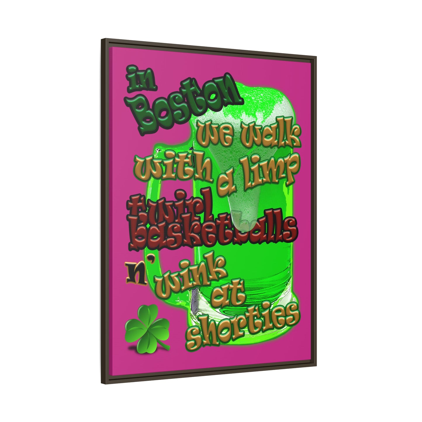 celtics logo - framed canvas art (pink)