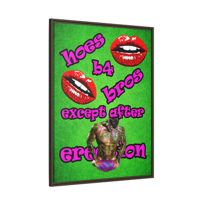 hoes b4 bros - framed canvas art (green turf)