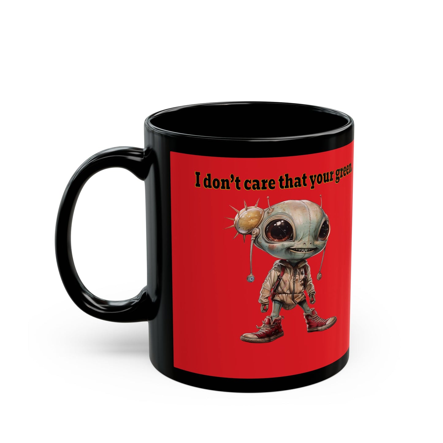 I don't care that your grey - Black Mug (red)