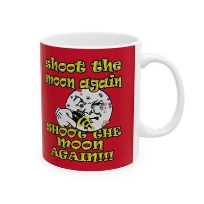 shoot the moon again - White Mug (dark red)