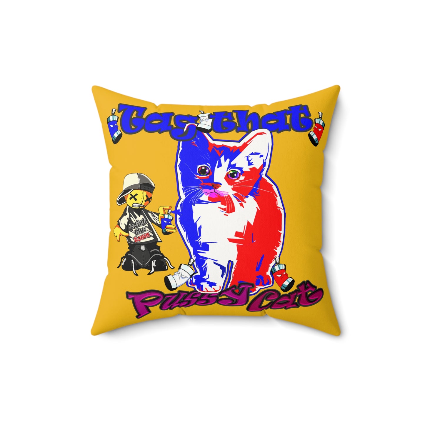 tag that - Faux Suede Square Pillow - (yellow)