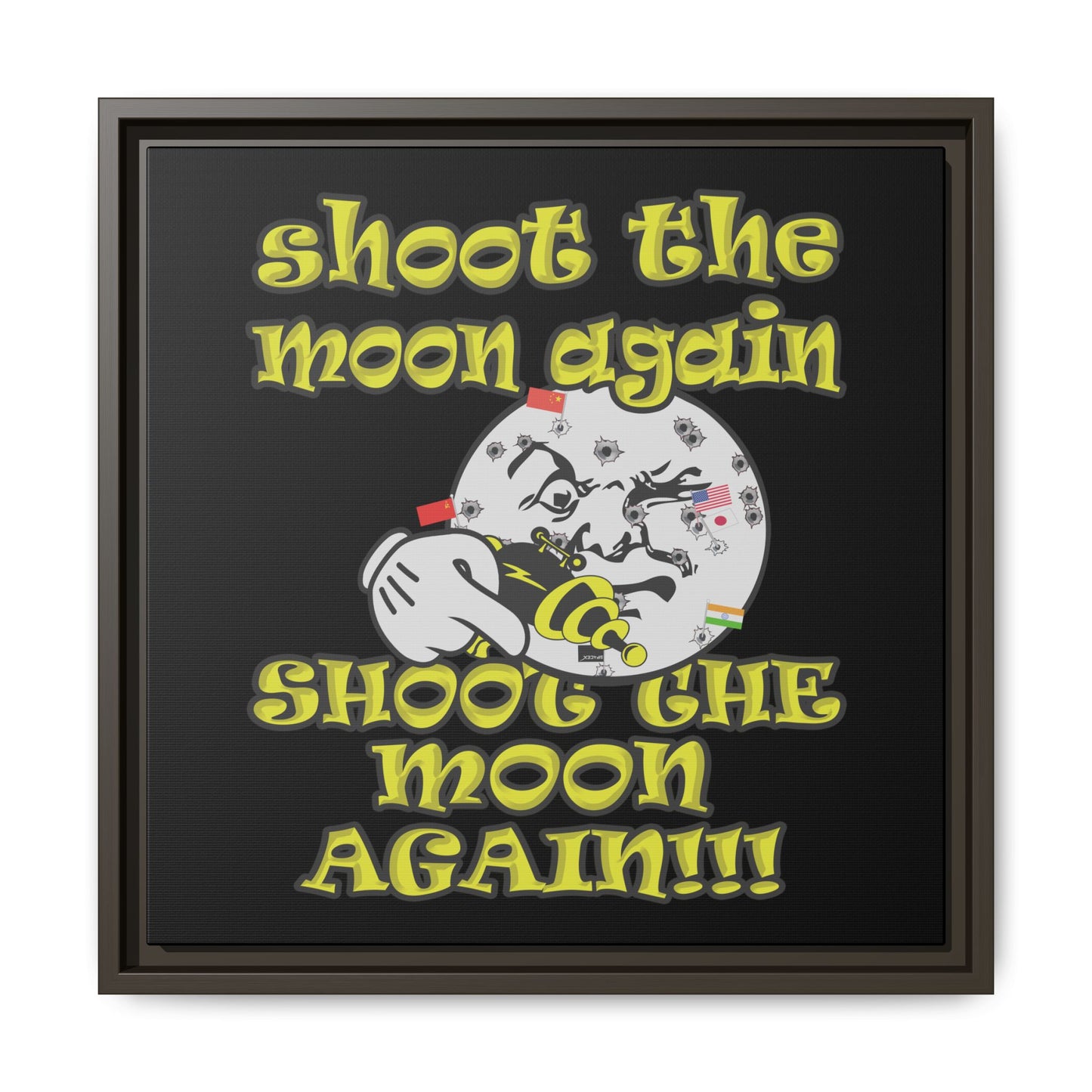 shoot the moon again - framed canvas art (black)