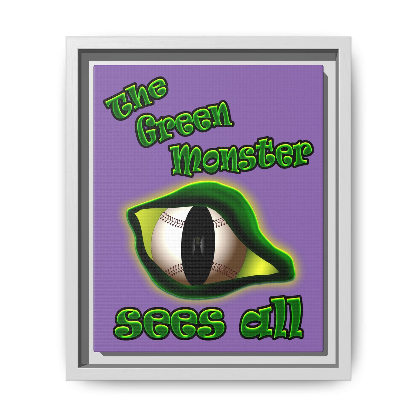 green monster - framed canvas art (light purple)