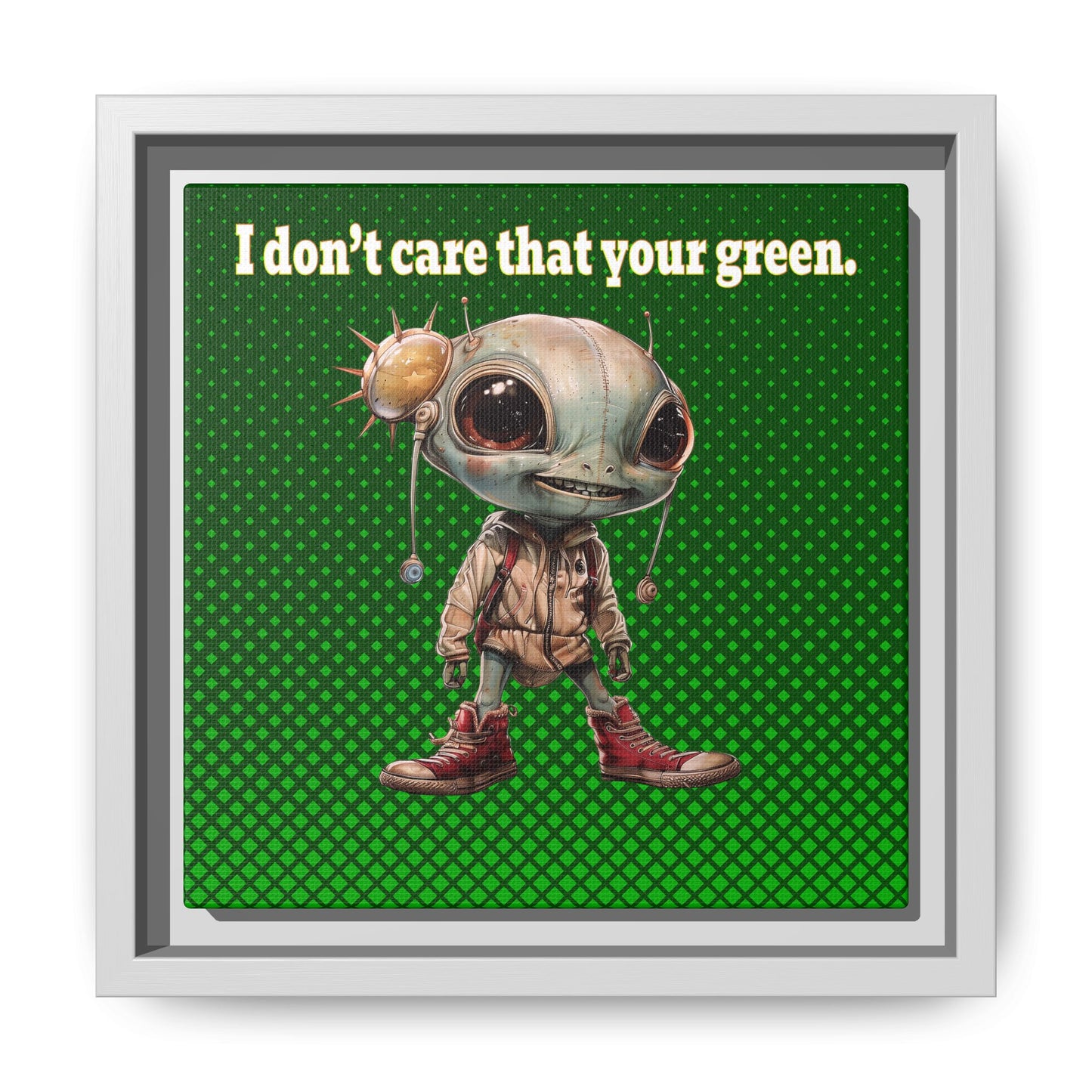I don't care that your green - framed canvas art (logo green)