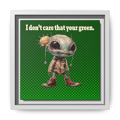 I don't care that your green - framed canvas art (logo green)