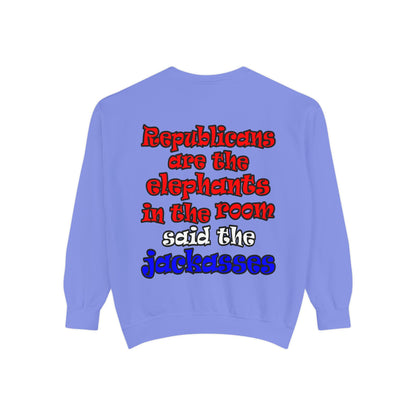 donkeys and elephants - Unisex Garment-Dyed Sweatshirt