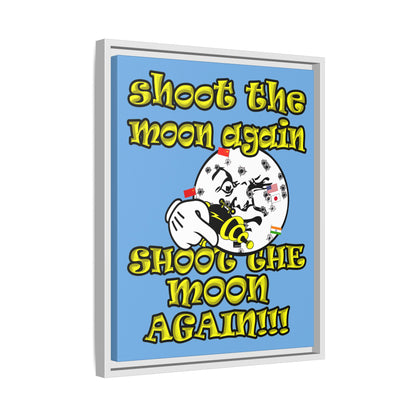 shoot the moon again - framed canvas art (light blue)