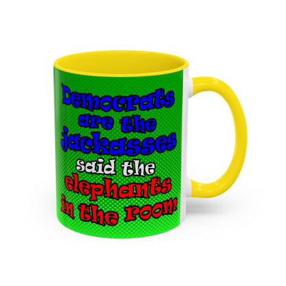 donkeys and elephants - Accent Mug (logo green)