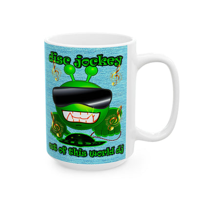 disc jockey - White Mug (faded dark blue)