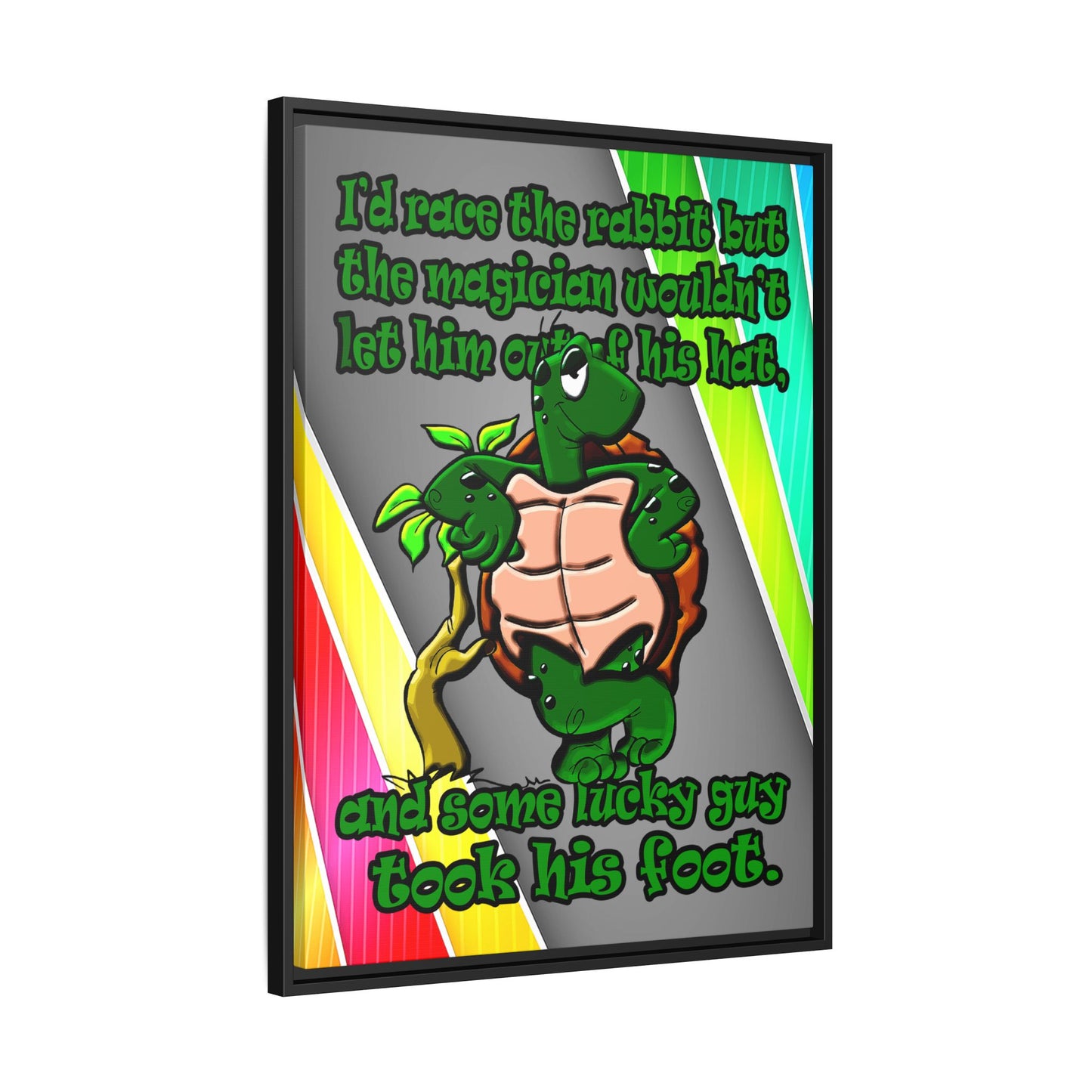 turtle race - framed canvas art (rainbow split)