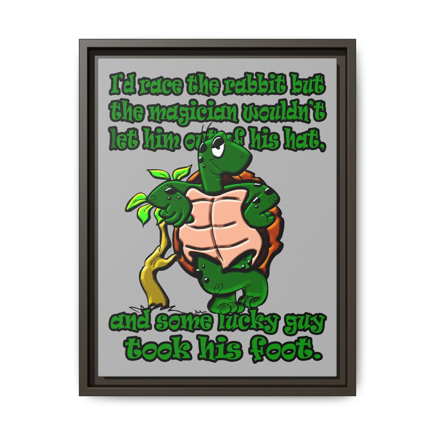 turtle race - framed canvas art (light grey)