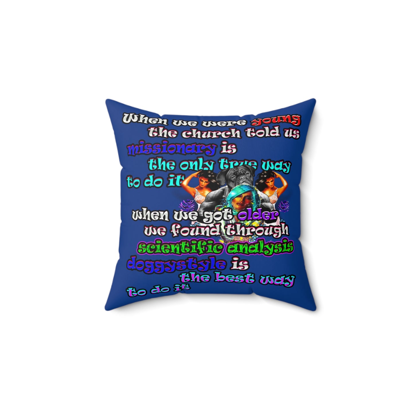 doggystyle - Spun Polyester Square Pillow - (dark blue)