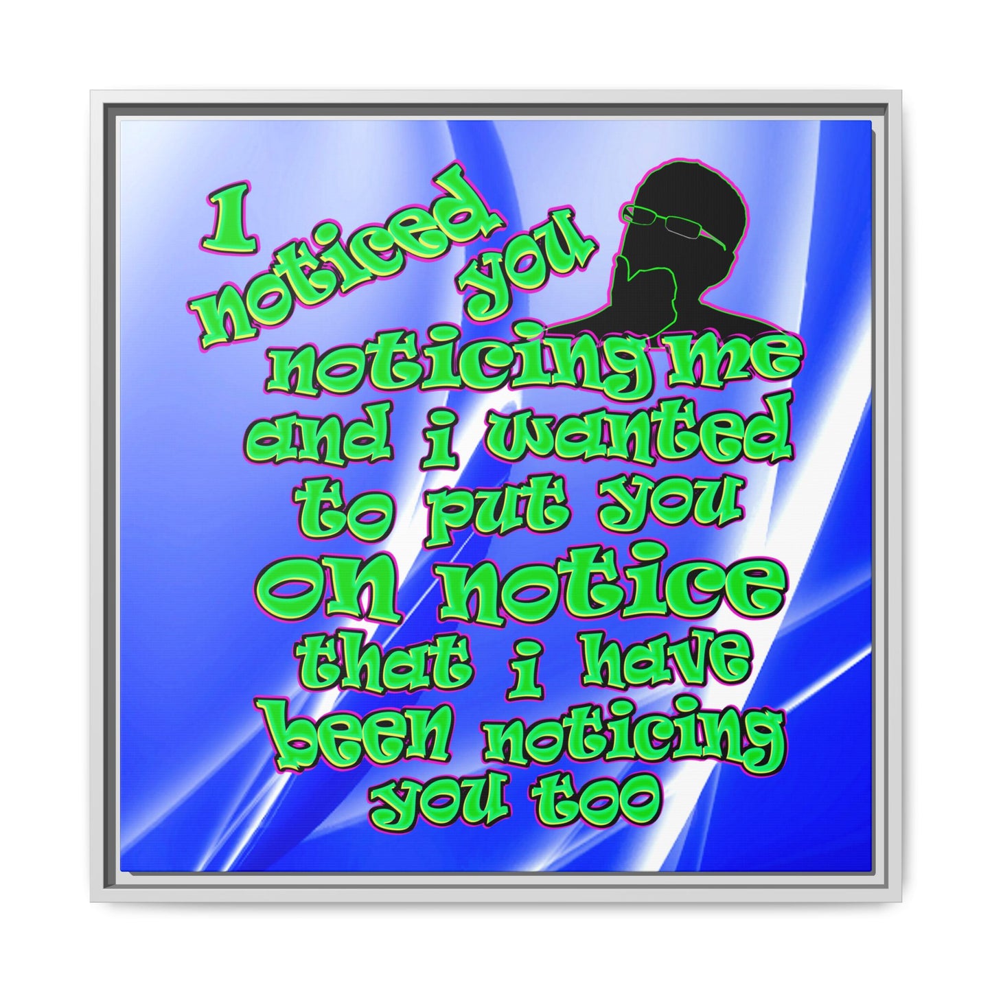 noticed you noticing - framed canvas art (blue-white wave)