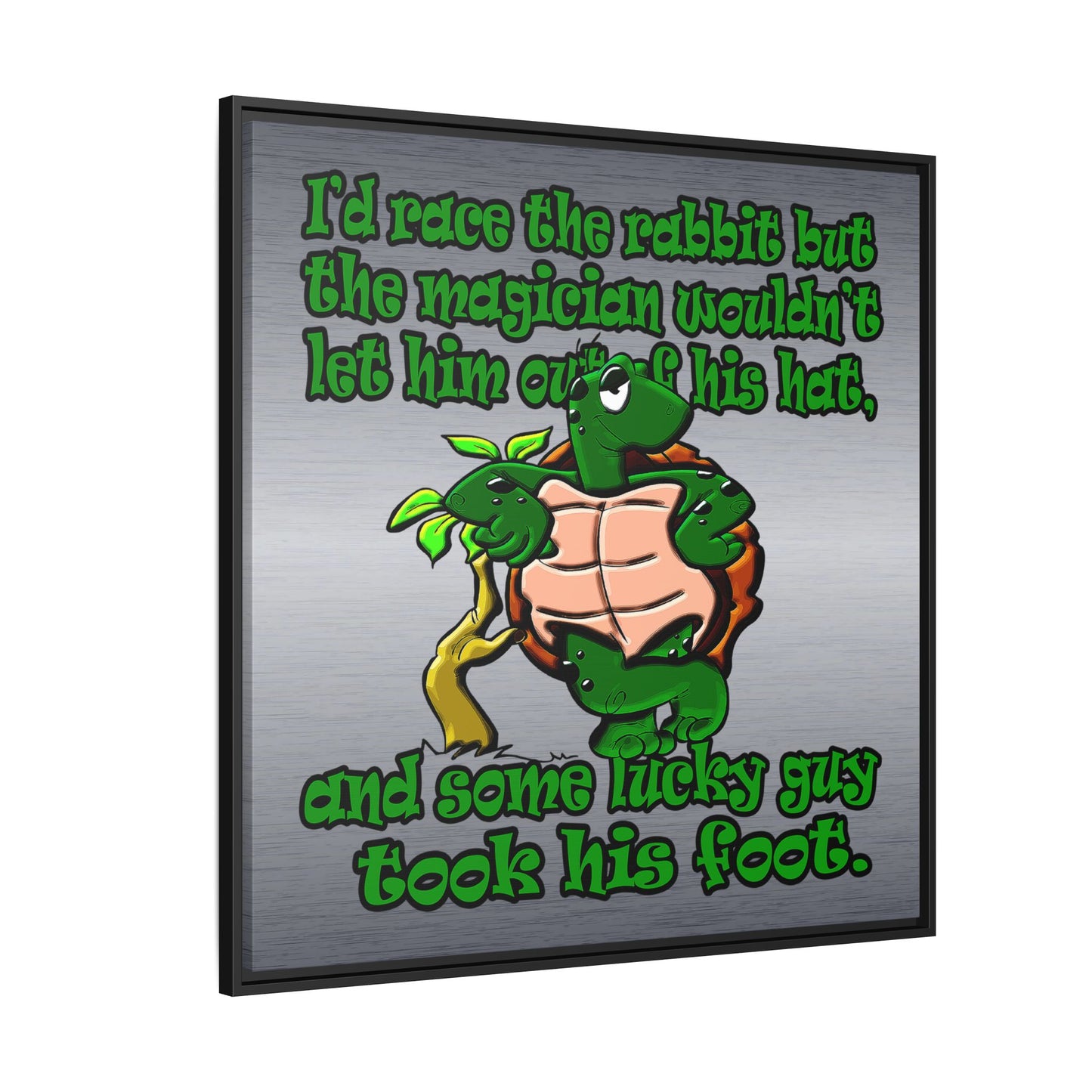 turtle race - framed canvas art (brushed nickel)
