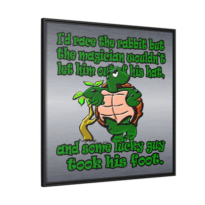 turtle race - framed canvas art (brushed nickel)