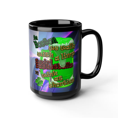 celtics logo - Black Mug (grey-pink wave)